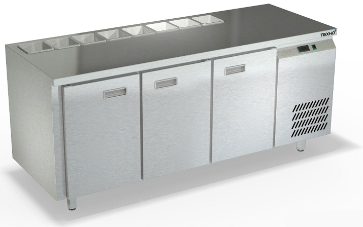 Охлаждаемый стол для салатов боковой агрегат без крышки без борта 1/6 СПБ/С-125/30-1806 (1835x600x850 мм)
