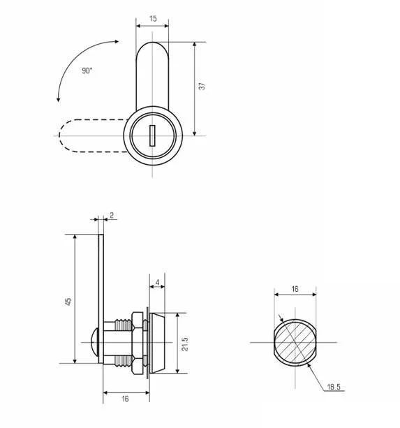 Замок почтовый EU 16/90°